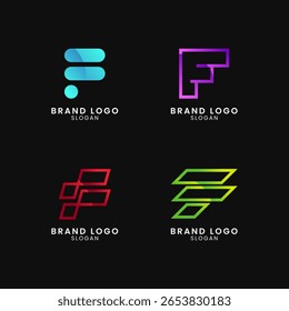 Logo lettre F coloré avec style dégradé. Logo Abstrait, créatif, Professionnel et minimaliste pour les entreprises, identité de la marque et démarrage Eps10