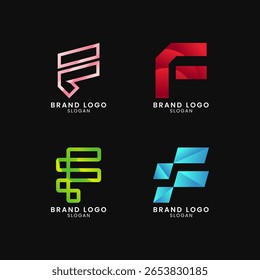 Logo lettre F coloré avec style dégradé. Logo Abstrait, créatif, Professionnel et minimaliste pour les entreprises, identité de la marque et démarrage Eps10