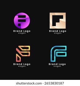 Logo lettre F coloré avec style dégradé. Logo Abstrait, créatif, Professionnel et minimaliste pour les entreprises, identité de la marque et démarrage Eps10