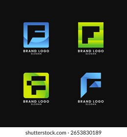 Logo lettre F coloré avec style dégradé. Logo Abstrait, créatif, Professionnel et minimaliste pour les entreprises, identité de la marque et démarrage Eps10