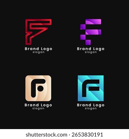 Logo lettre F coloré avec style dégradé. Logo Abstrait, créatif, Professionnel et minimaliste pour les entreprises, identité de la marque et démarrage Eps10