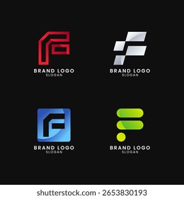 Logo lettre F coloré avec style dégradé. Logo Abstrait, créatif, Professionnel et minimaliste pour les entreprises, identité de la marque et démarrage Eps10