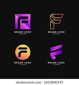 Logo lettre F coloré avec style dégradé. Logo Abstrait, créatif, Professionnel et minimaliste pour les entreprises, identité de la marque et démarrage Eps10