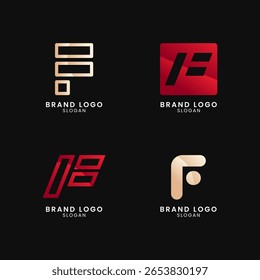 Logo lettre F coloré avec style dégradé. Logo Abstrait, créatif, Professionnel et minimaliste pour les entreprises, identité de la marque et démarrage Eps10