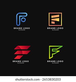 Logo lettre F coloré avec style dégradé. Logo Abstrait, créatif, Professionnel et minimaliste pour les entreprises, identité de la marque et démarrage Eps10