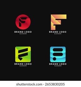 Logo lettre F coloré avec style dégradé. Logo Abstrait, créatif, Professionnel et minimaliste pour les entreprises, identité de la marque et démarrage Eps10