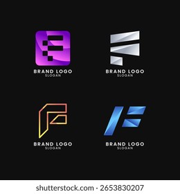 Logo lettre F coloré avec style dégradé. Logo Abstrait, créatif, Professionnel et minimaliste pour les entreprises, identité de la marque et démarrage Eps10