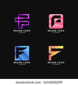 Logo lettre F coloré avec style dégradé. Logo Abstrait, créatif, Professionnel et minimaliste pour les entreprises, identité de la marque et démarrage Eps10
