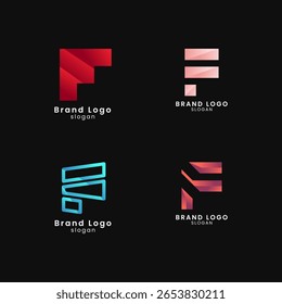 Logo lettre F coloré avec style dégradé. Logo Abstrait, créatif, Professionnel et minimaliste pour les entreprises, identité de la marque et démarrage Eps10