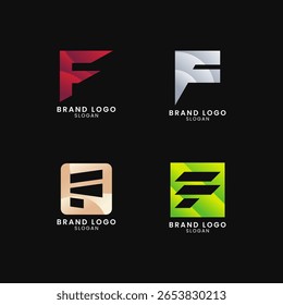 Logo lettre F coloré avec style dégradé. Logo Abstrait, créatif, Professionnel et minimaliste pour les entreprises, identité de la marque et démarrage Eps10