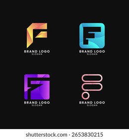 Logo lettre F coloré avec style dégradé. Logo Abstrait, créatif, Professionnel et minimaliste pour les entreprises, identité de la marque et démarrage Eps10