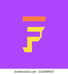 Colorful Letter F Modular Typeface, With Sharp, Bold, Masculine, But Playful Style. Perfect For Personal Brand Logo, Abbreviation, Title, Etc.