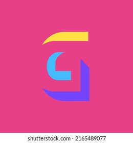 Colorful Letter G Modular Typeface, With Sharp, Bold, Masculine, But Playful Style. Perfect For Personal Brand Logo, Abbreviation, Title, Etc.