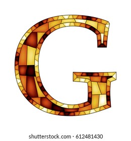 Colorful letter G. Upper letter. Alphabet Collection. Abc letters set. Ornate abc design for book, poster, card, print etc. Stained glass window mosaic style. Vector illustration.