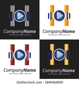 Colorful Letter H logo, Creative Letter H logo design template elements, H letter best design, alphabet logo design, 3D media play logo design, audio music 
