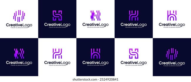 letra colorida H logo design. Elemento de design vetorial para empresa comercial