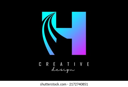 Colorful letter H logo with leading lines and road concept design. Letter H with geometric design. Vector Illustration with letter and creative cuts and lines.