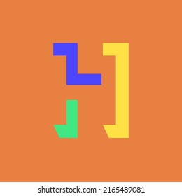 Colorful Letter H Modular Typeface, With Sharp, Bold, Masculine, But Playful Style. Perfect For Personal Brand Logo, Abbreviation, Title, Etc.