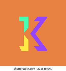 Colorful Letter K Modular Typeface, With Sharp, Bold, Masculine, But Playful Style. Perfect For Personal Brand Logo, Abbreviation, Title, Etc.