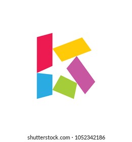colorful letter k stick papers star shape logo