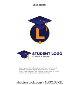 Colorful Letter L with graduation hat incorporated in it With for Initial Letter Logo For Your Company Name, Alphabet Logo Template Ready For Use, Modern Initial Logo