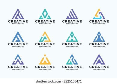 Colorful letter A logo with triangle concept.