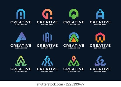 Colorful letter A logo with triangle concept.