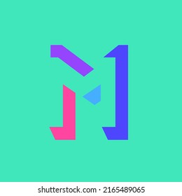 Colorful Letter M Modular Typeface, With Sharp, Bold, Masculine, But Playful Style. Perfect For Personal Brand Logo, Abbreviation, Title, Etc.