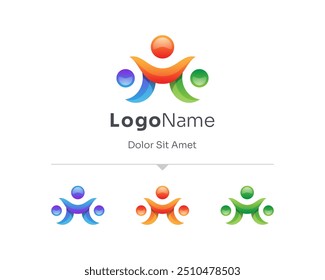 Colorful letter m people logo variations