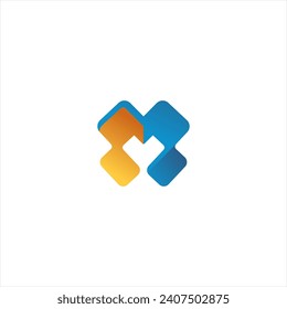 colorful letter M tech logo design vector with pixel motion concept. multimedia, digital, technology,