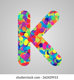 Colorful letter made by circles, vector