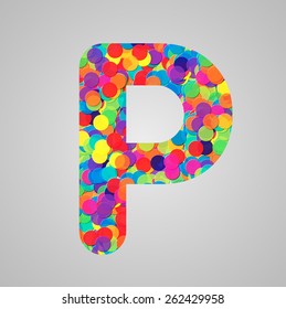 Colorful letter made by circles, vector