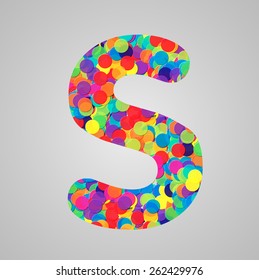 Colorful letter made by circles, vector