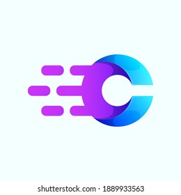 Colorful Letter Mark C Premium Vector
