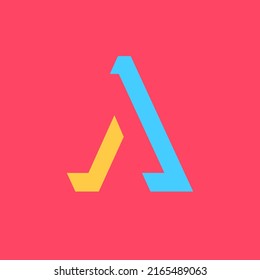 Colorful Letter A Modular Typeface, With Sharp, Bold, Masculine, But Playful Style. Perfect For Personal Brand Logo, Abbreviation, Title, Etc