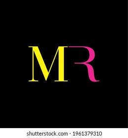 Colorful Letter MR logo icon design template elements - vector sign for your business card  and brand templates on black background.
