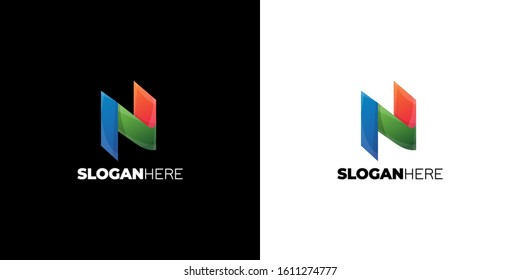 colorful letter N logo design template
