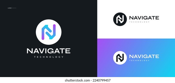 Colorful Letter N Logo Design with Abstract and Modern Concept. N Logo or Icon for Business Brand and Technology Logo