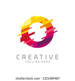 colorful letter O tech logo design vector with pixel/glitch motion concept. multimedia logo. digital logo. innovation logo 