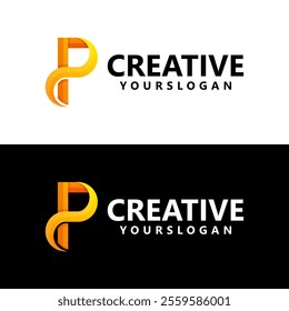 colorful letter P creative logo design 