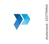 colorful letter P geometric technology logo design