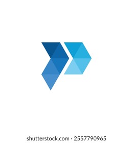 colorful letter P geometric technology logo design