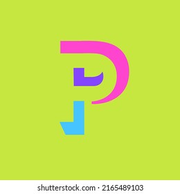 Colorful Letter P Modular Typeface, With Sharp, Bold, Masculine, But Playful Style. Perfect For Personal Brand Logo, Abbreviation, Title, Etc.