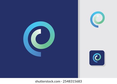 colorful letter p round logo design vector template