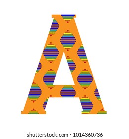 colorful letter A with pattern made out of double pyramids