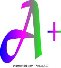 a colorful letter A with a plus nsign