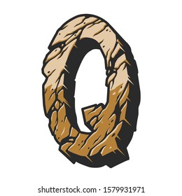 Colorful letter Q desert design concept in vintage style isolated vector illustration
