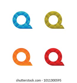 Colorful letter Q low poly template vector