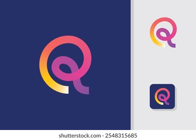 colorful letter r round logo design vector template