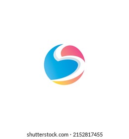 Letra colorida ilustración vectorial del logotipo del círculo S.